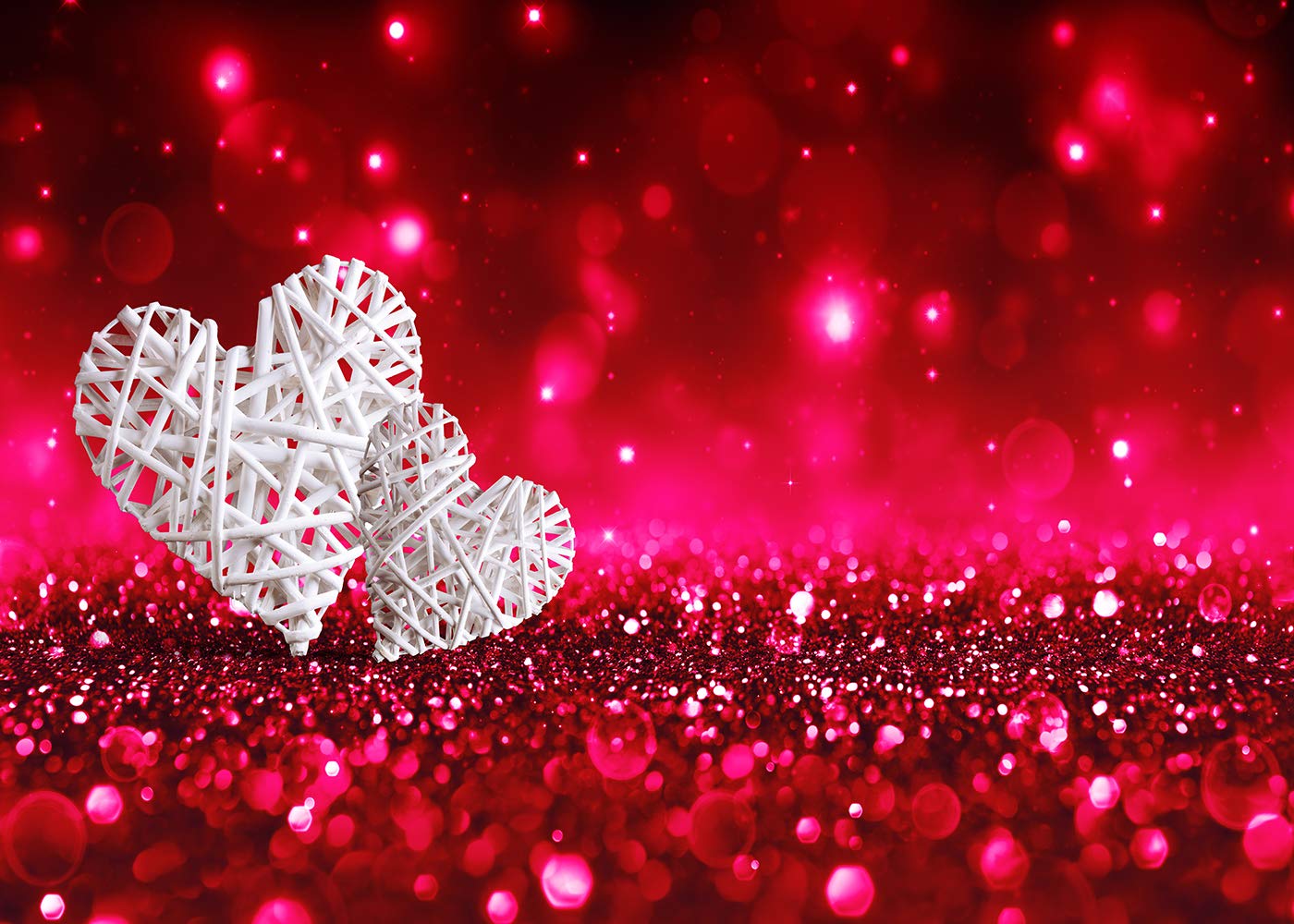 7X5FT Valentine's Day Backdrop - Red Glitter Photography Background with White Hearts for Engagement, Wedding & Party Decor | Shiny Sparkling Bokeh Effect Photo Backdrop (SCO131) - Perfect for Romantic Proposals, Anniversary Celebrations & Couple Photos