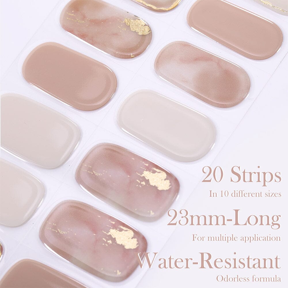 20 Tips Brown Semi Cured Gel Nail Strips N006 - DIY Salon-Quality Nails at Home for Parties, Weddings & Special Occasions