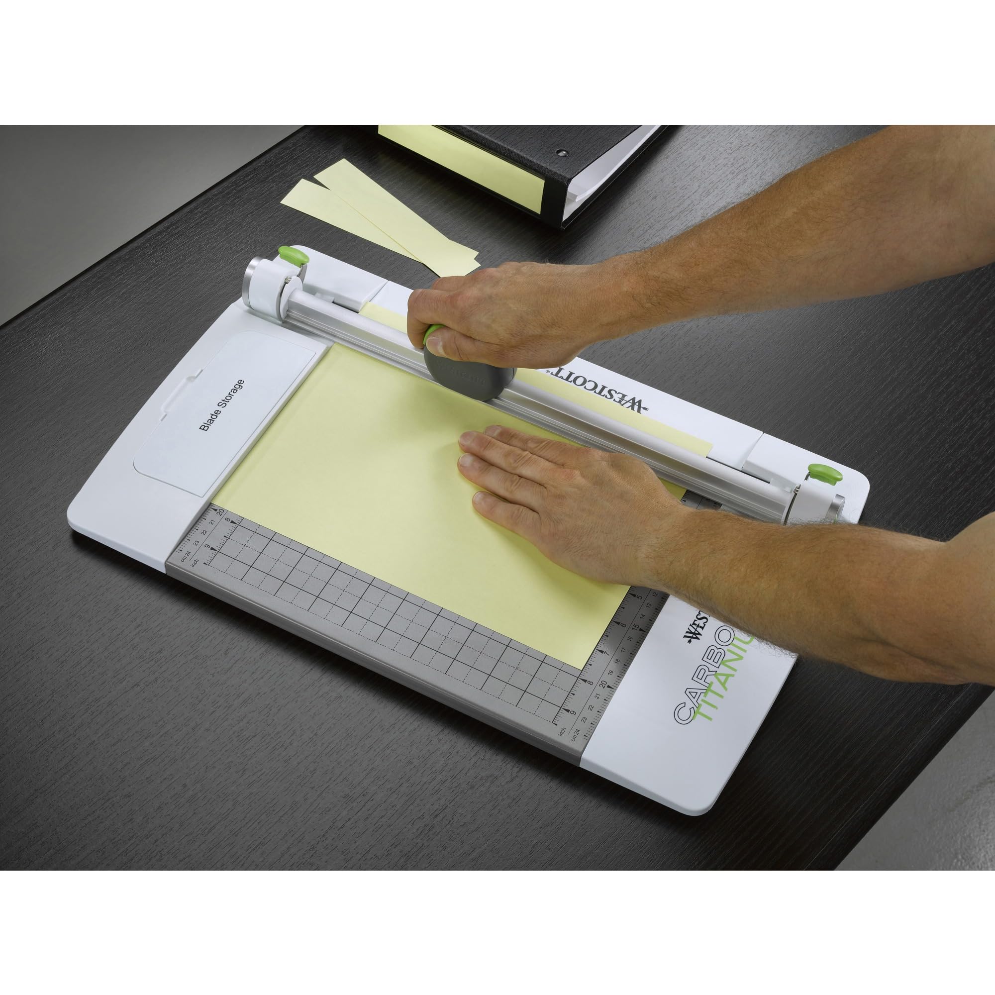 Westcott® CarboTitanium Rotary Trimmer 12 Inch - Precision Paper Cutter for Scrapbooking, Card Making & Office Use - White & Green Design