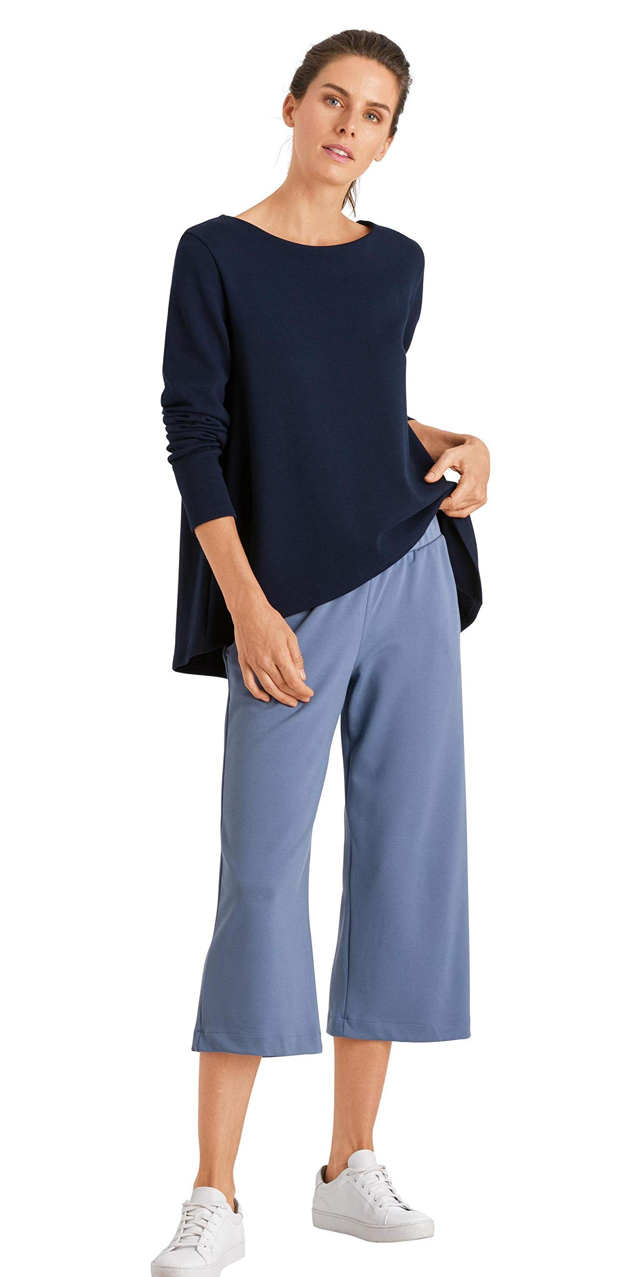 HANRO Women's Pure Comfort Long Sleeve Shirt - Soft Cotton Casual Blouse for Work & Everyday Wear - Perfect for Office, Travel and Relaxing at Home