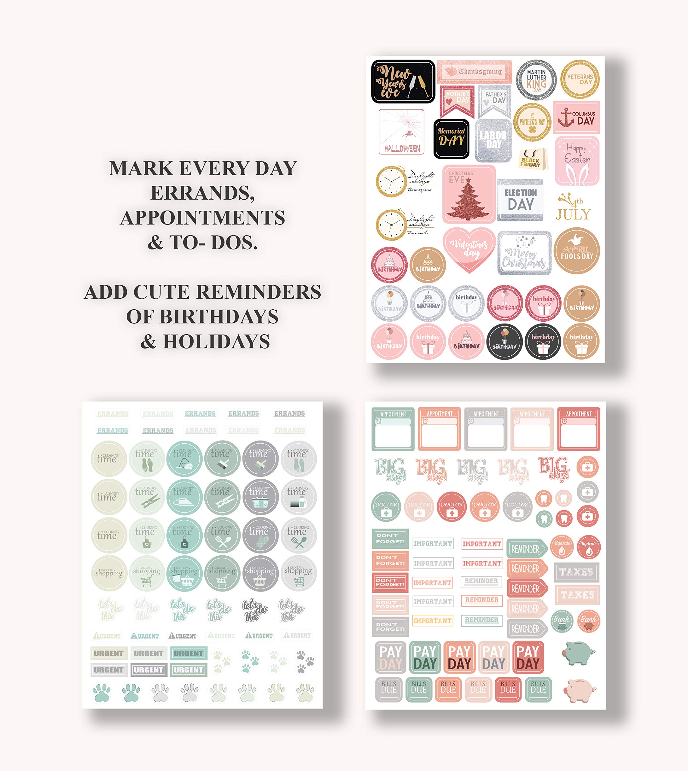 Lamare Planner Stickers Set of 1000+ – Inspirational Motivational Scrapbook & Journal Stickers for Adults – Perfect for Bullet Journals, Planners, Calendars & DIY Craft Projects