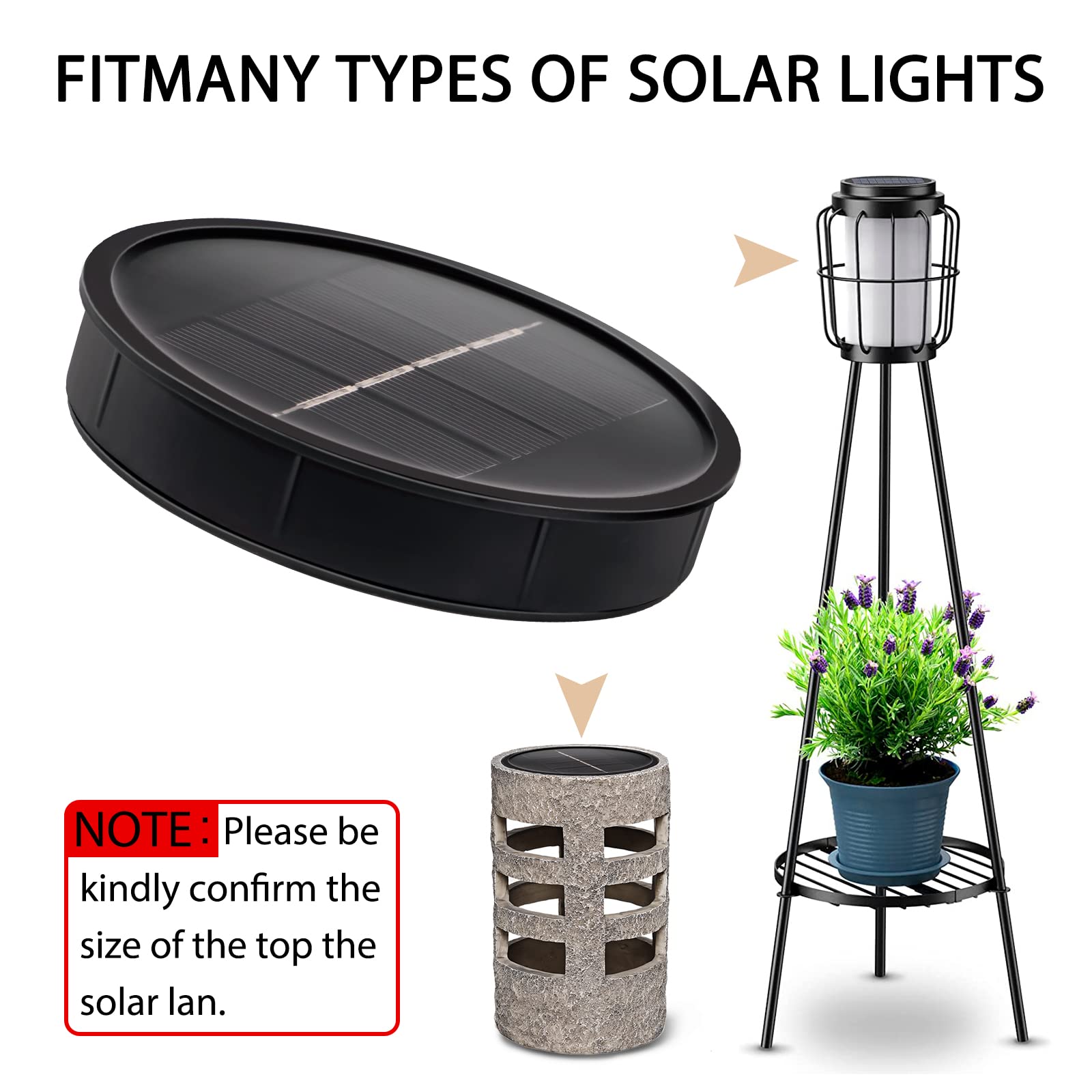 2 Pack Solar Panel Tops for Outdoor Lights - DIY Replacement for Garden & Patio