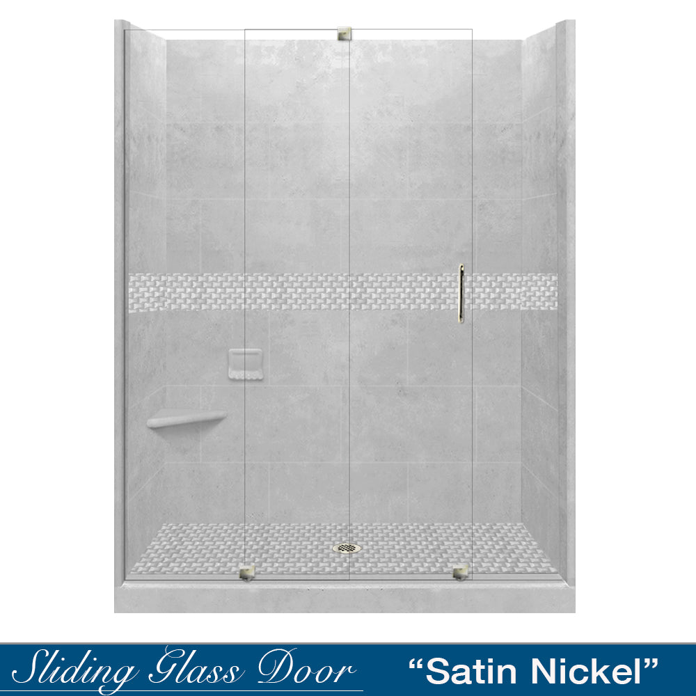 60 Alcove Portland Cement Sistine Stone & Jewel Stone Accent - DIY Shower Remodel Kit for Bathroom Renovation | Waterproof Tile Backer Board for Wet Areas | Perfect for Home Improvement Projects