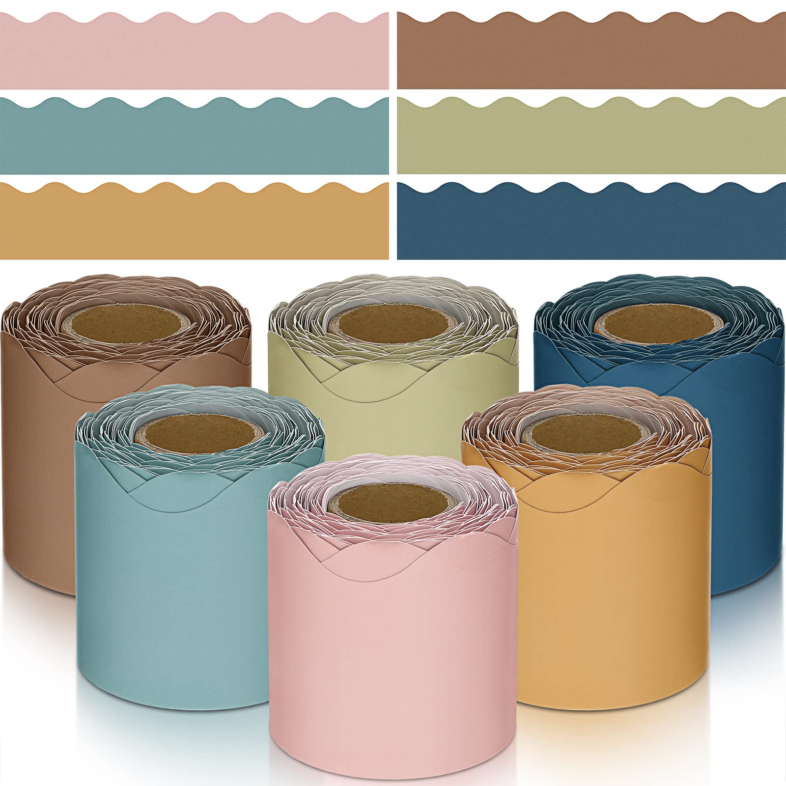 TaoBary 6 Rolls 196.8ft Colorful Scalloped Bulletin Board Borders - Spring Classroom Decor for Whiteboard, Cork Poster Board & Chalkboard Walls (Advanced Grey) | Perfect for School Decorations, Teacher Supplies & Seasonal Displays