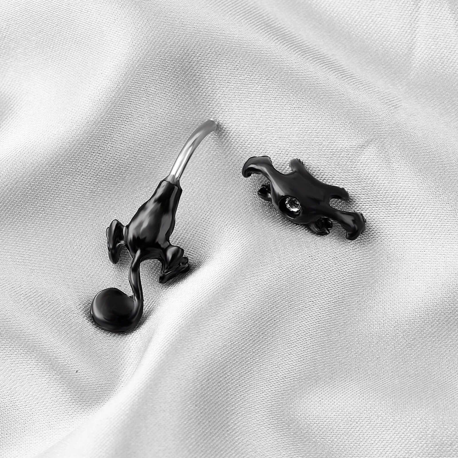 Naughty Black Cat Double Mount Belly Rings - UZ248 | Stylish Gothic Belly Button Rings for Women | Perfect for Halloween Costumes & Body Jewelry Lovers