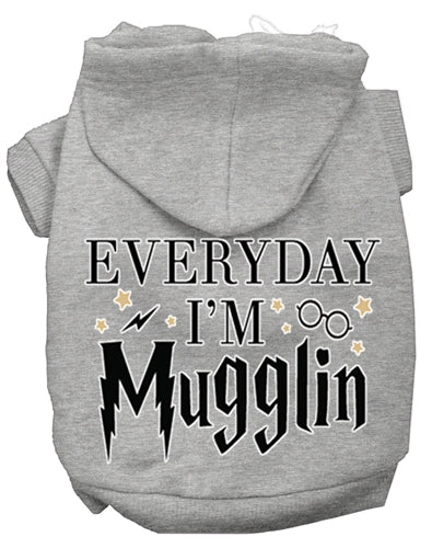 Everyday I'm Mugglin' Funny Dog Hoodie - Screen Printed Pet Sweatshirt in Multiple Colors - Perfect for Dog Walks, Pet Parties & Instagram Photos