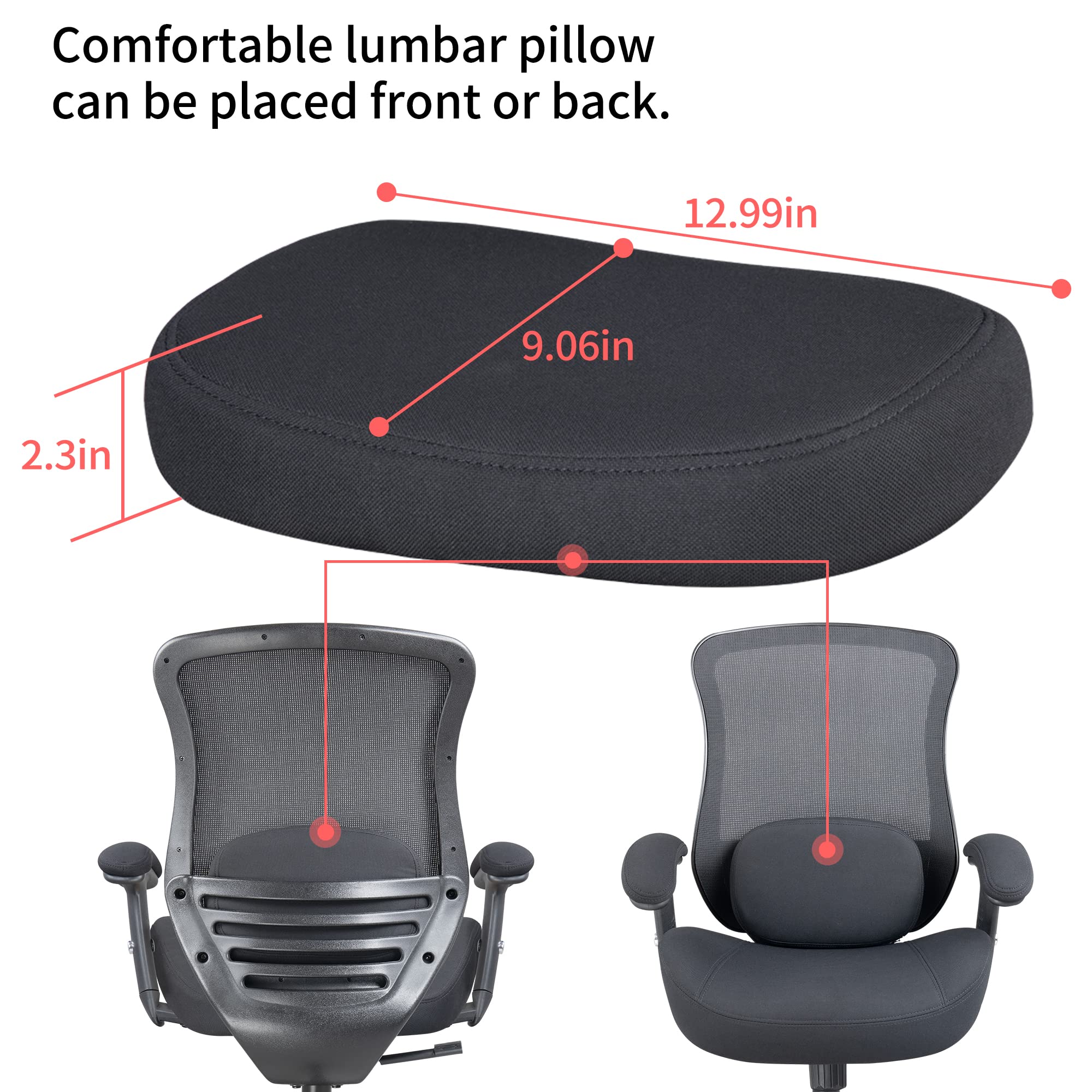 Ergonomic Office Chair with Adjustable Height, Mesh Back & Lumbar Support - Black - Perfect for Home Office, Gaming & Computer Workstations