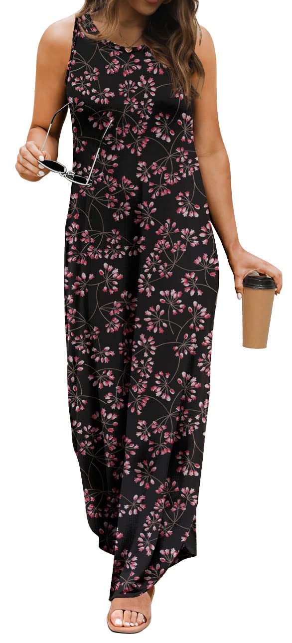 GRECERELLE Women's Casual Long Sleeveless Maxi Dress with Double Slit - Perfect for Beach, Vacation, and Summer Outfits