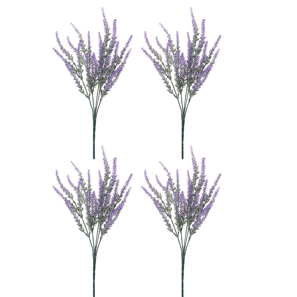 4Pcs Artificial Lavender Flowers - UV Resistant Fake Flowers for Wedding Centerpieces, Home Decor, Office & Outdoor Arrangements