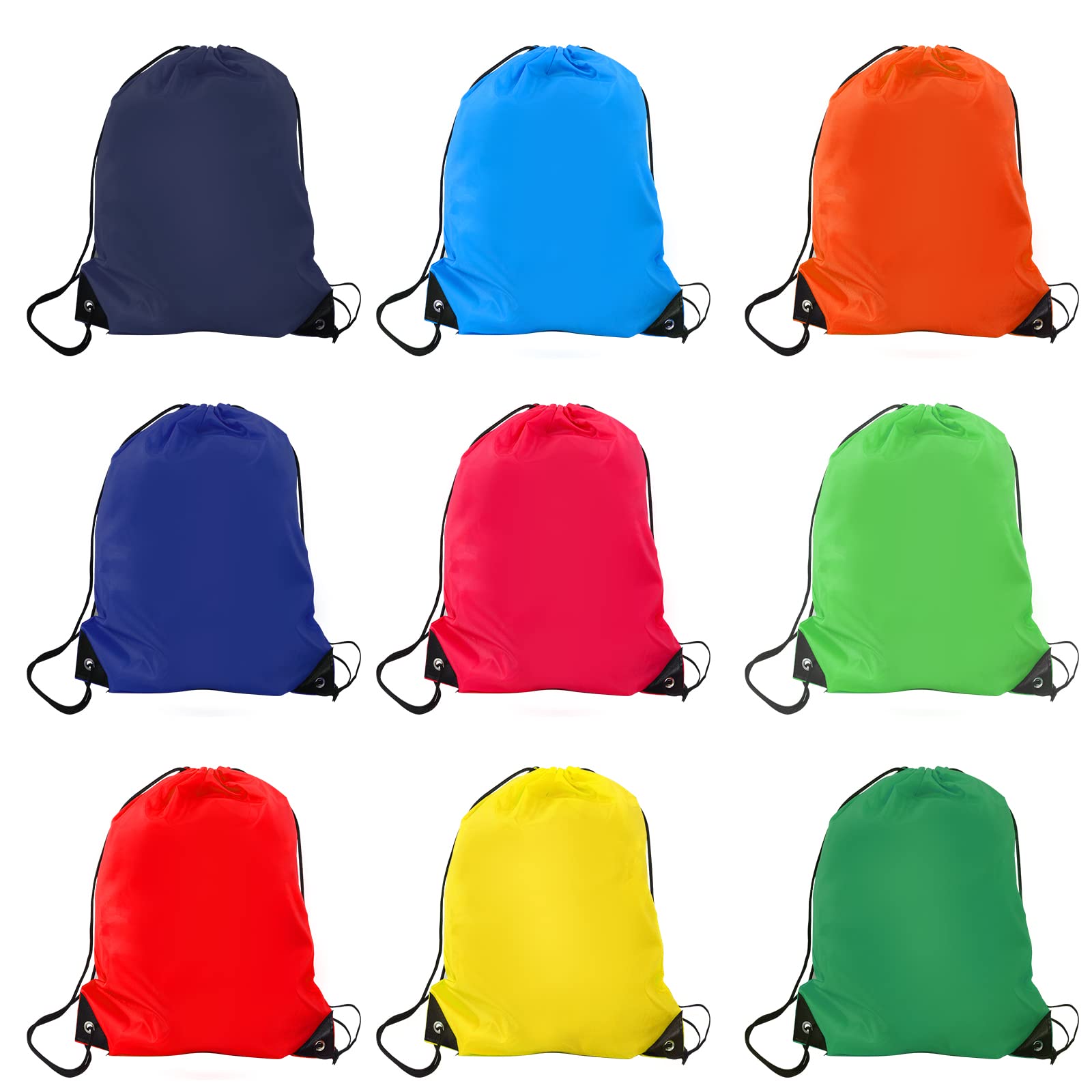 9 Pack Drawstring Backpack - Lightweight Sports Gym Sackpack for Men & Women - Multicolor Cinch Bags for Running, Travel, Beach & School Supplies Storage