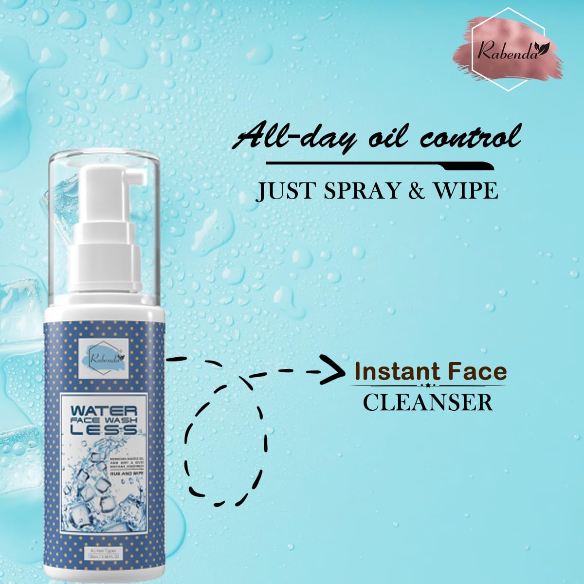 Oil-Free Waterless Face Wash for Oily Skin - 99% Germs Removal, UV Protection & Refreshing Cleanser | Perfect for Travel, Gym & On-the-Go Skincare