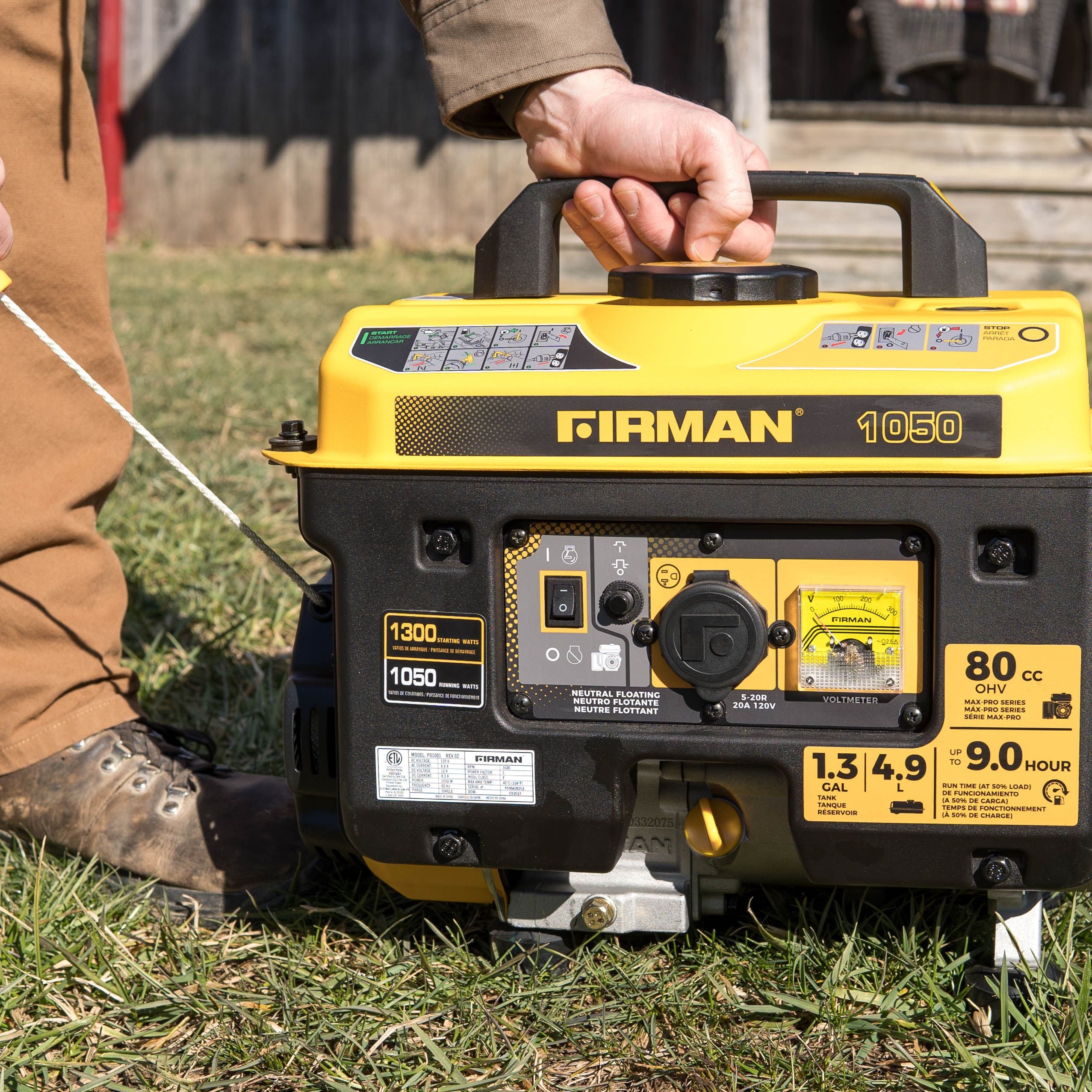 1300W Portable Gas Generator with Recoil Start - Reliable Power for Camping, Emergencies & Outdoor Activities