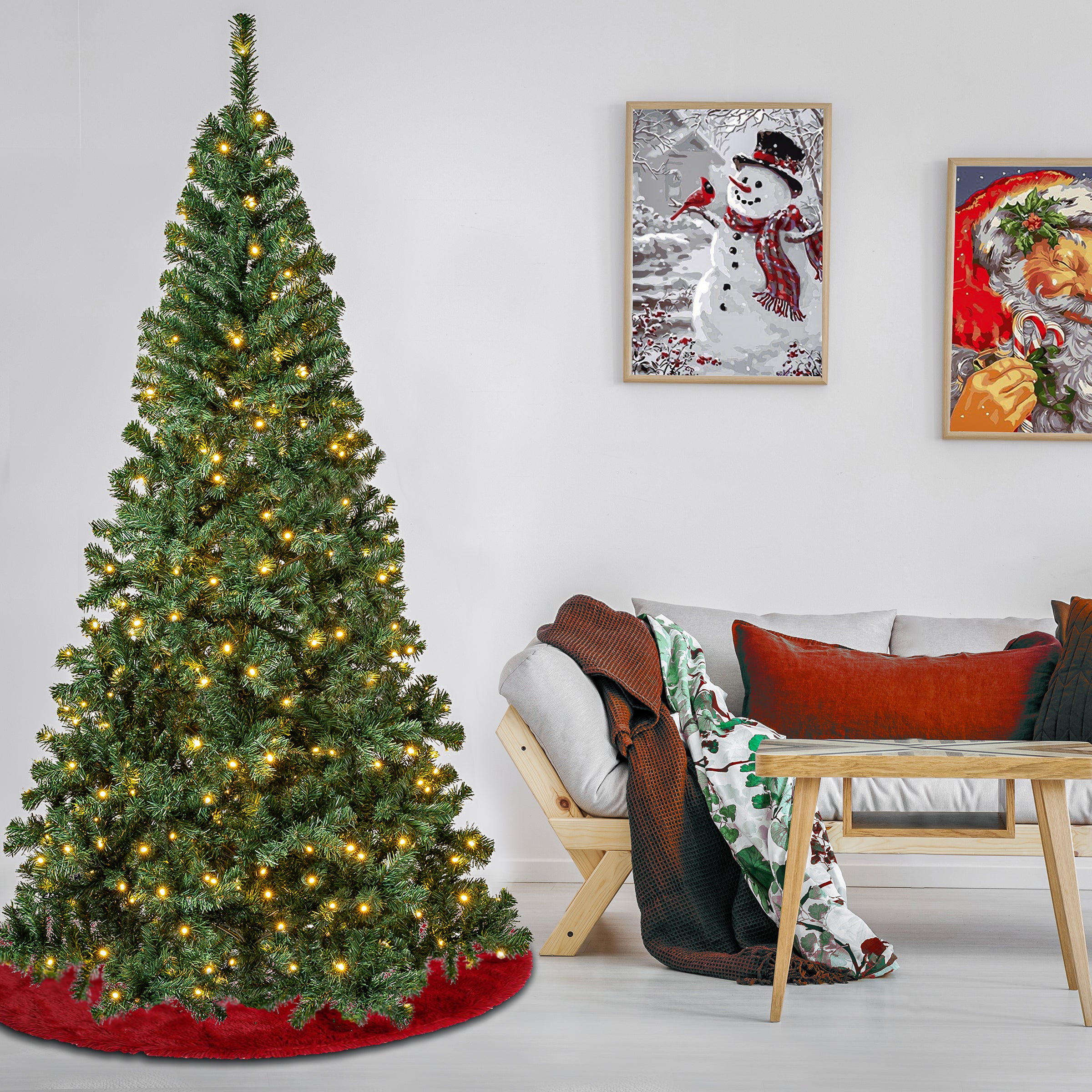 7.5 ft Pre-Lit Linden Spruce Artificial Christmas Tree with 500 Warm White LED Lights - Perfect for Living Room, Office & Holiday Decorations