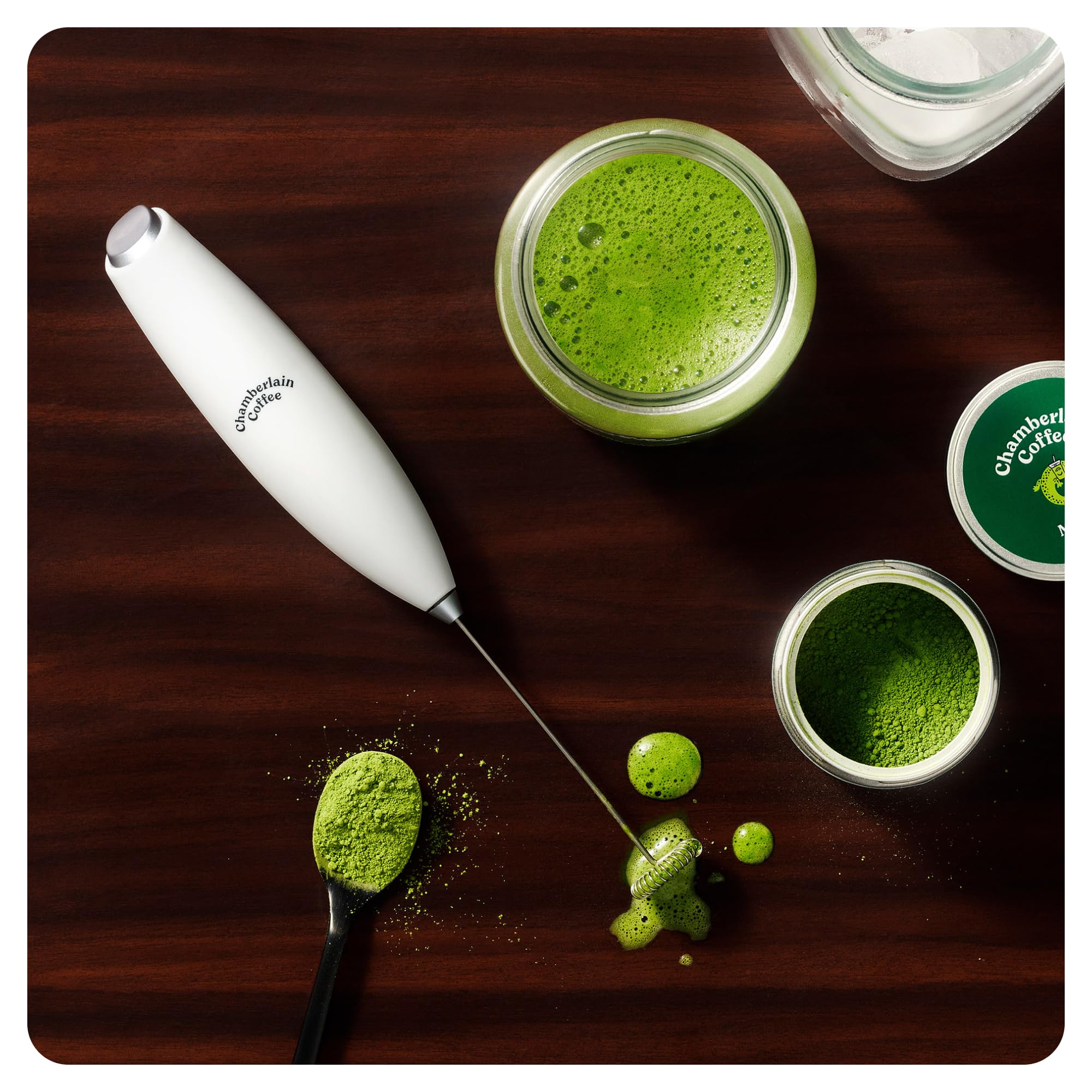 Chamberlain Coffee White Milk Frother - Handheld Electric Foam Maker for Coffee, Matcha, Hot Chocolate & Drink Mixing - Perfect for Lattes, Cappuccinos & Hot Cocoa at Home or Office
