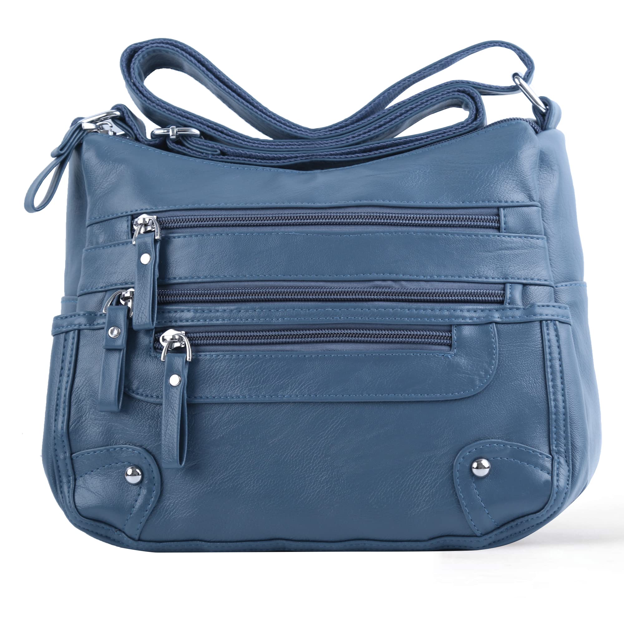 ELDA Women's 10-Pocket Crossbody Purse - Lightweight Medium Shoulder Bag with Multiple Pockets for Everyday Essentials | Perfect for Work, Travel & Shopping