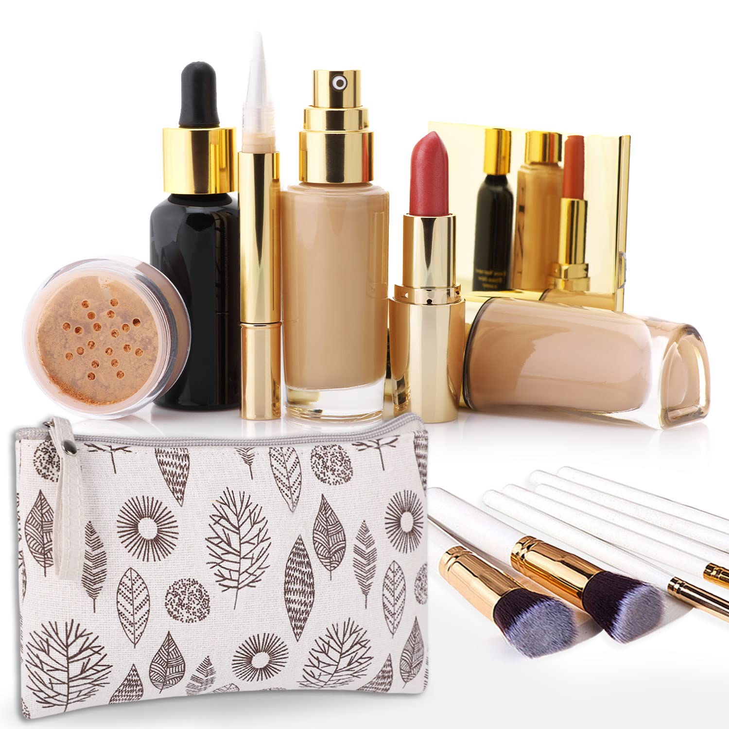 SUMAJU 4 Pack Canvas Makeup Bags for Women - Waterproof Travel Cosmetic Organizer with Zipper, Multi-Functional Toiletry Pouch for Makeup Brushes & Essentials - Perfect for Travel, Gym, Daily Use & Christmas Stocking Stuffers Gifts