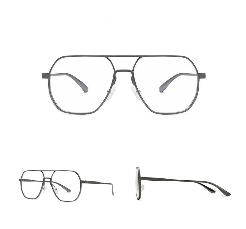 Brightzone Men's Full Rim Oval Double Bridge Aluminum Eyeglasses 78692 - Lightweight & Durable Frame for Work, Reading & Everyday Use