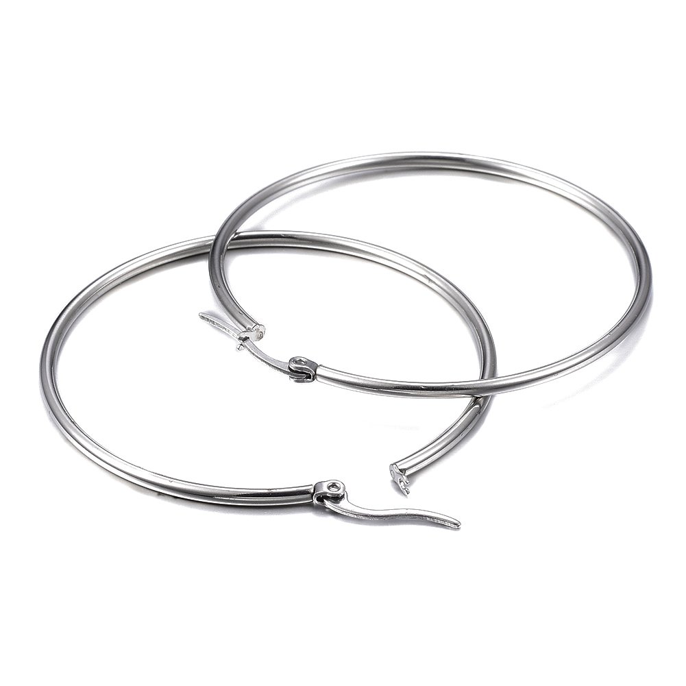 12 Pairs Surgical 304 Stainless Steel Hoop Earrings - 55mm Circle Rings for Women | Hypoallergenic, Durable & Stylish | Perfect for Everyday Wear, Parties & Gifts