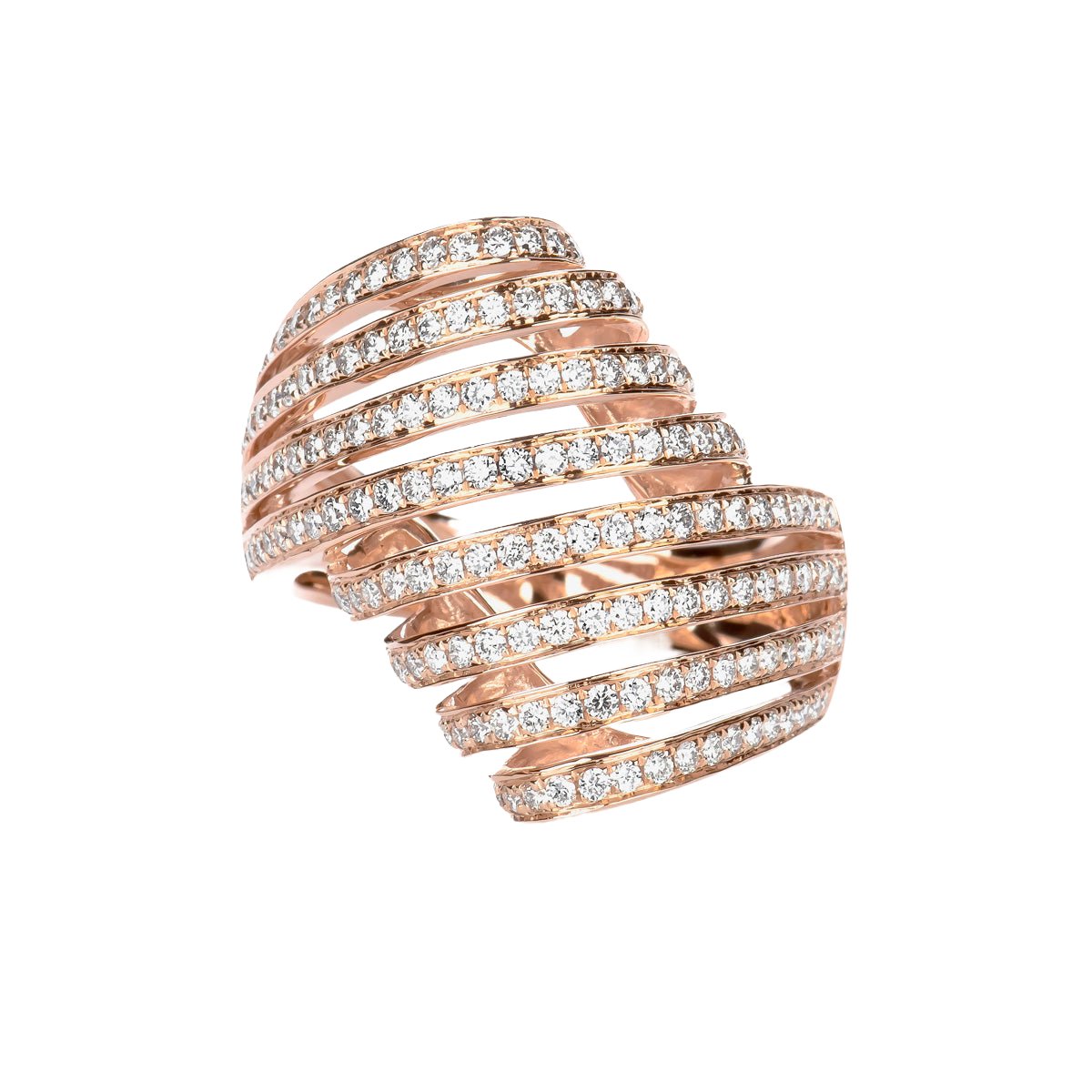 14K Rose Gold Full Finger Diamond Cocktail Ring - Elegant Statement Jewelry for Women | Perfect for Parties, Weddings & Special Occasions