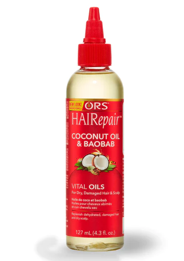 ORS HAIR REPAIR VITAL COCONUT & BAOBAB OIL 4.3oz - Deep Conditioning Treatment for Dry, Damaged Hair - Natural Hair Growth & Shine Booster - Perfect for Curly, Frizzy & Color-Treated Hair