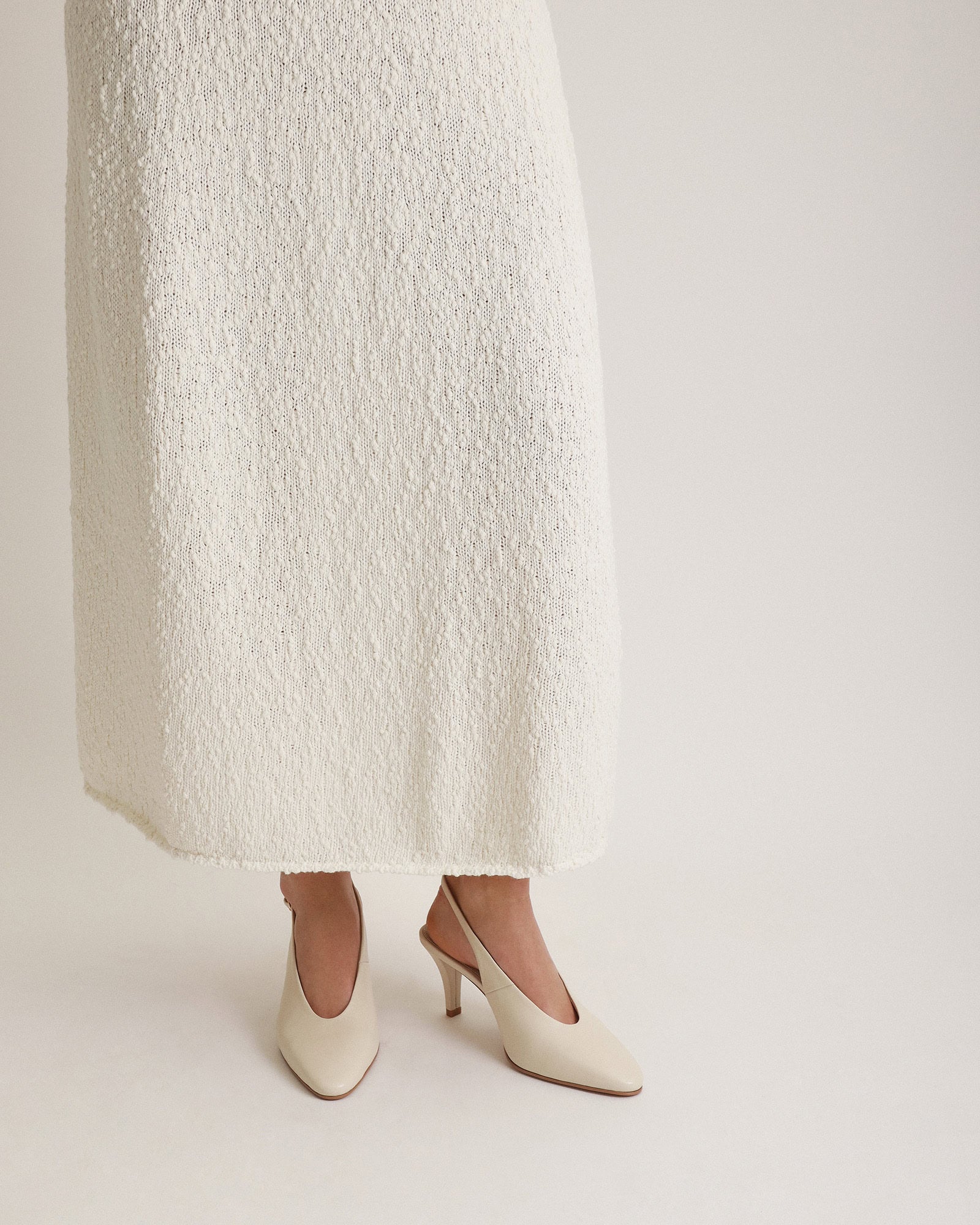 Justine Mid Heel Off White Leather Women's Shoes - Elegant & Comfortable for Work, Parties & Weddings