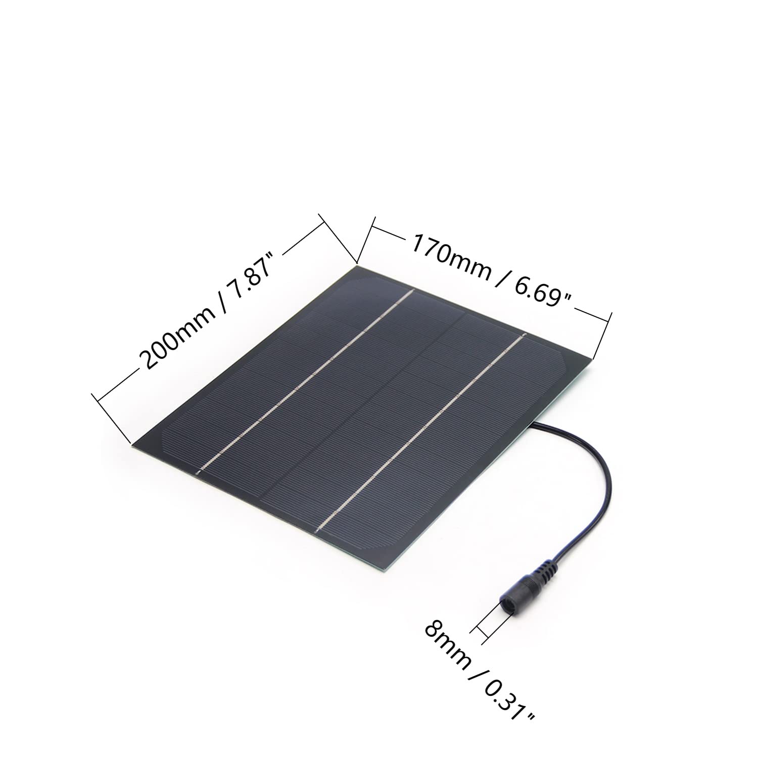 Fielect 6W 12V Mini Solar Panel Kit - Polysilicon Solar Epoxy Cell Charger with DC Plug for DIY Solar System (200x170mm) - Perfect for RV, Boat, Camping & Off-Grid Power Supply