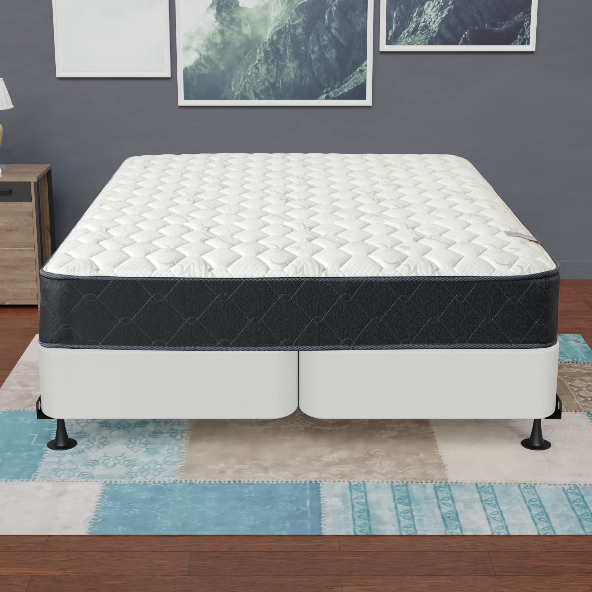 Fully Assembled King Size Box Spring in Beige - Premium Bed Foundation for Enhanced Comfort & Support, Perfect for Master Bedrooms & Guest Rooms