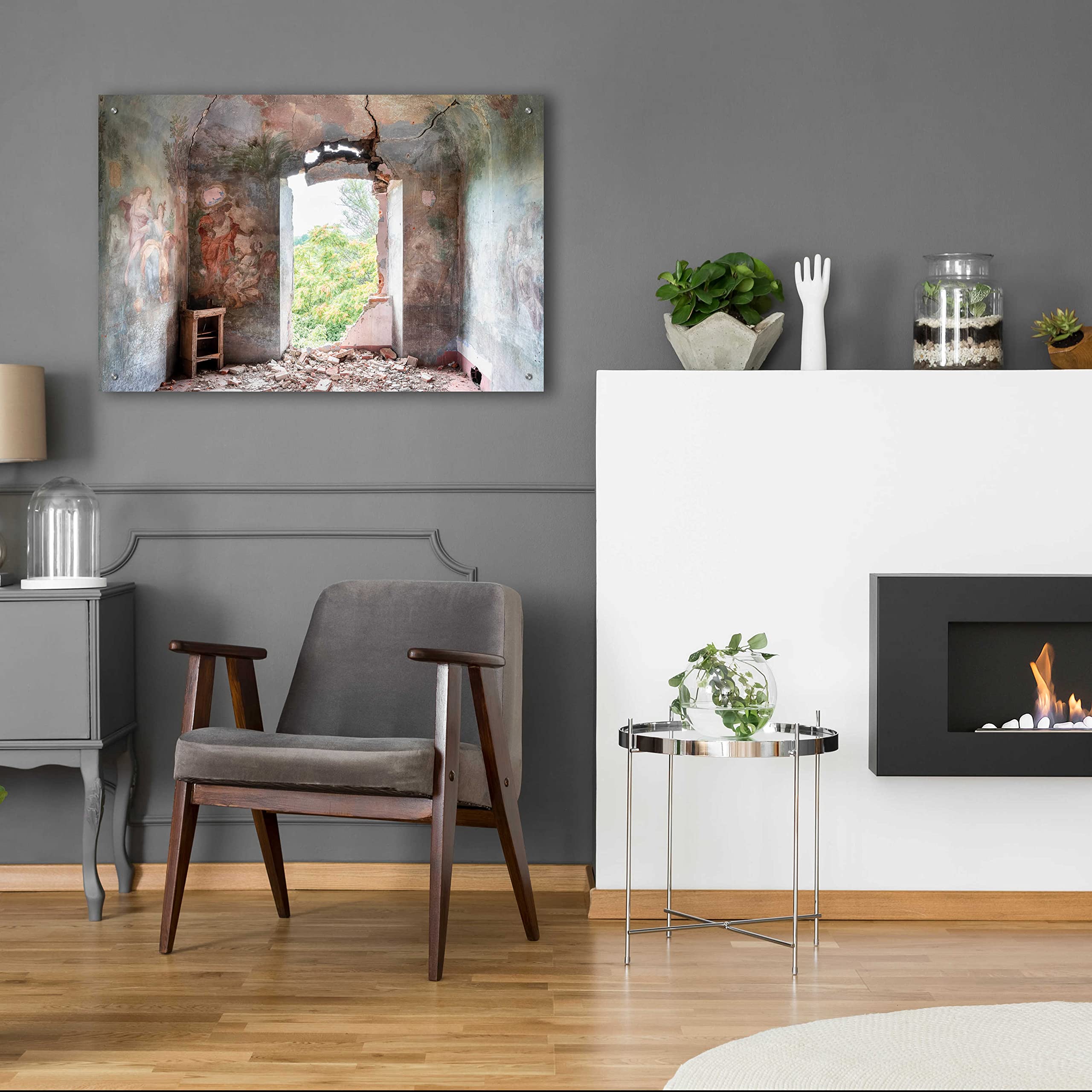 Roman Robroek 'Crack in The Wall' Acrylic Glass Wall Art - 36x24 Inches Modern Abstract Painting for Living Room, Bedroom & Office Decor