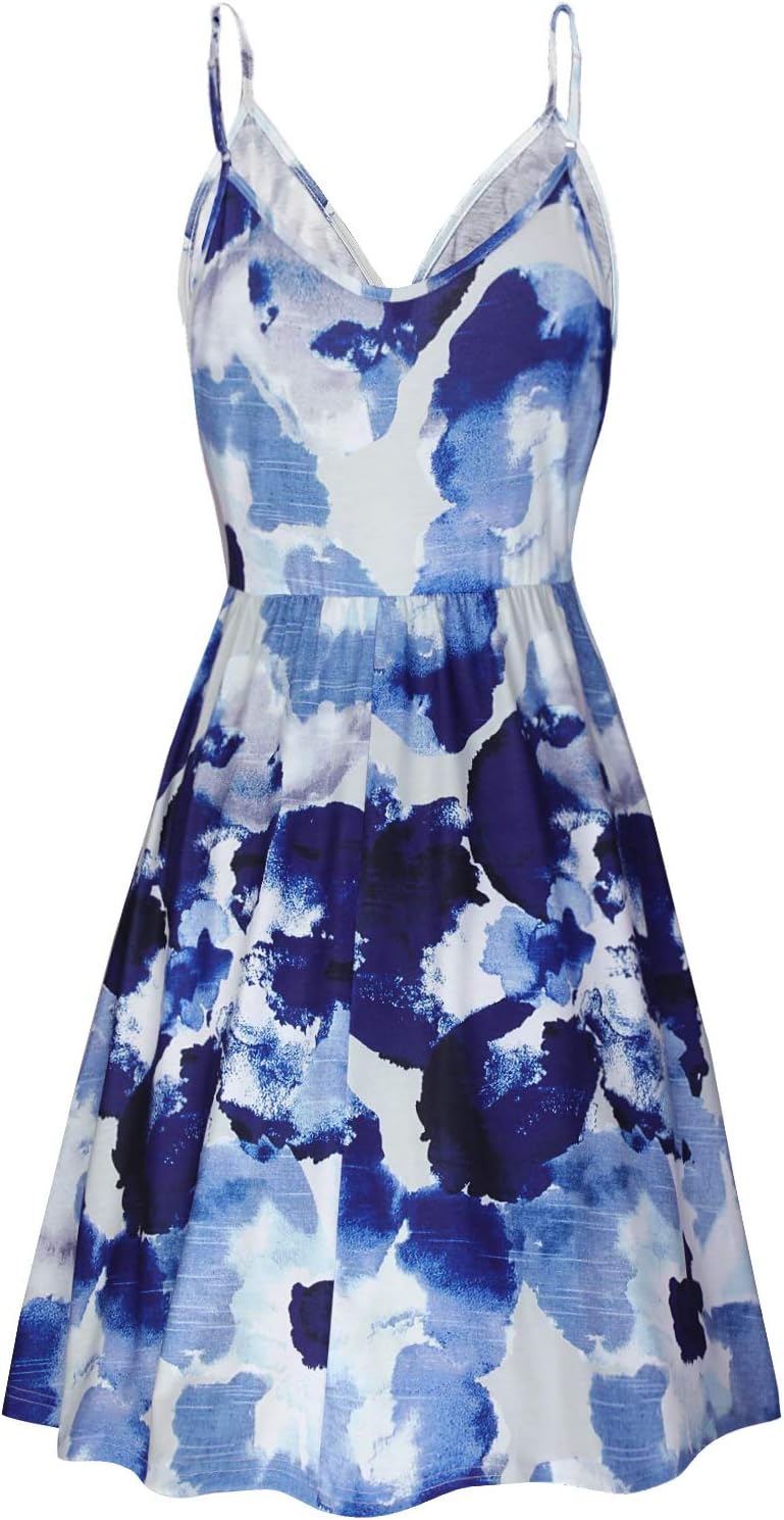 Elegant V-Neck Spaghetti Strap Casual Dress with Pockets - Perfect for Summer Outings, Beach Vacations & Date Nights