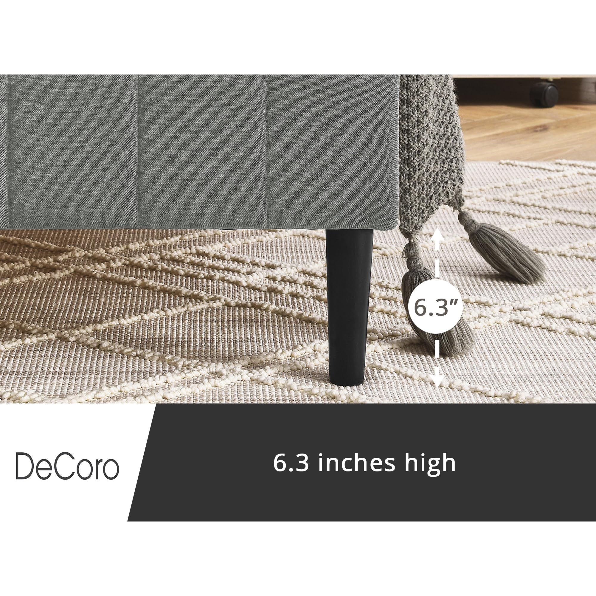 Modern Tufted Upholstered King Size Bed Frame with Platform - Grey Fabric Headboard for Master Bedroom | Chicago Inspired Luxury Bedroom Furniture for Home Decor