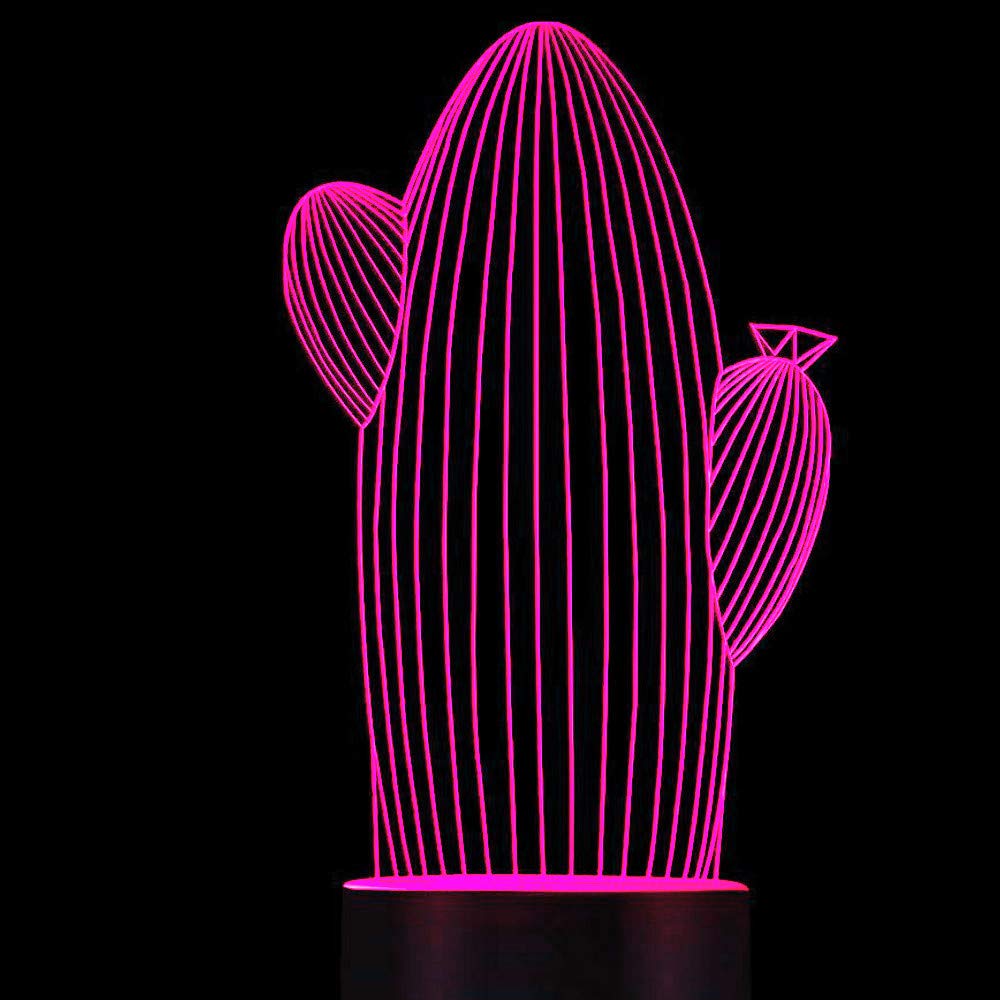 3D Cactus Flower LED Table Lamp - Touch Control, 7 Color Changing Mood Light, Optical Illusion Night Light for Home, Office, Bedroom Decor - Perfect Gift for Christmas, Birthday, Kids & Adults