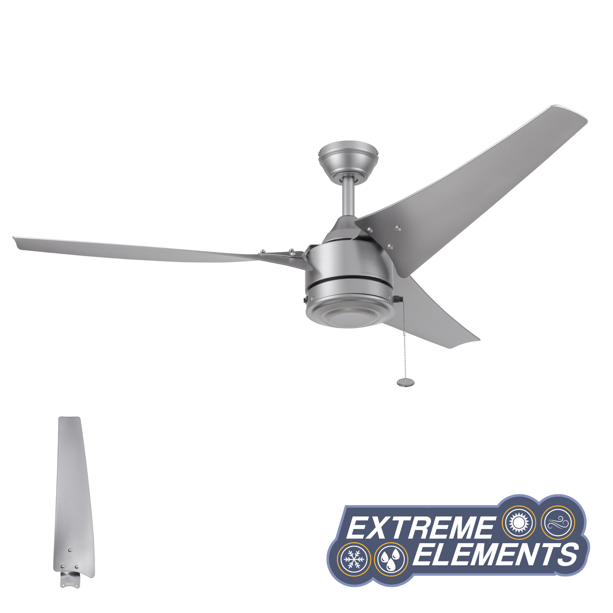56 Inch Silver Talib Ceiling Fan with Pull Chain - Indoor/Outdoor Use for Living Room, Bedroom, Patio & Covered Porch