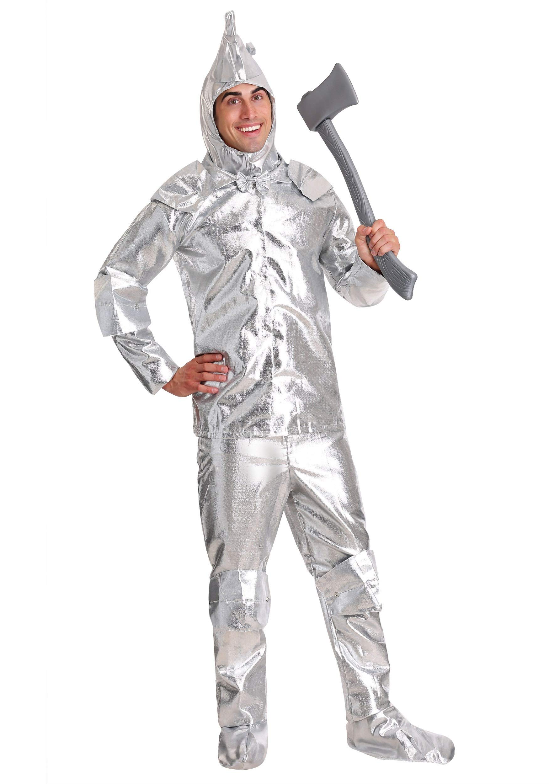 Plus Size Tin Woodsman Costume for Men - Silver Halloween Outfit with Shirt, Pants & Attachable Hood | Wizard of Oz Cosplay, Halloween Party, Comic Con Costume
