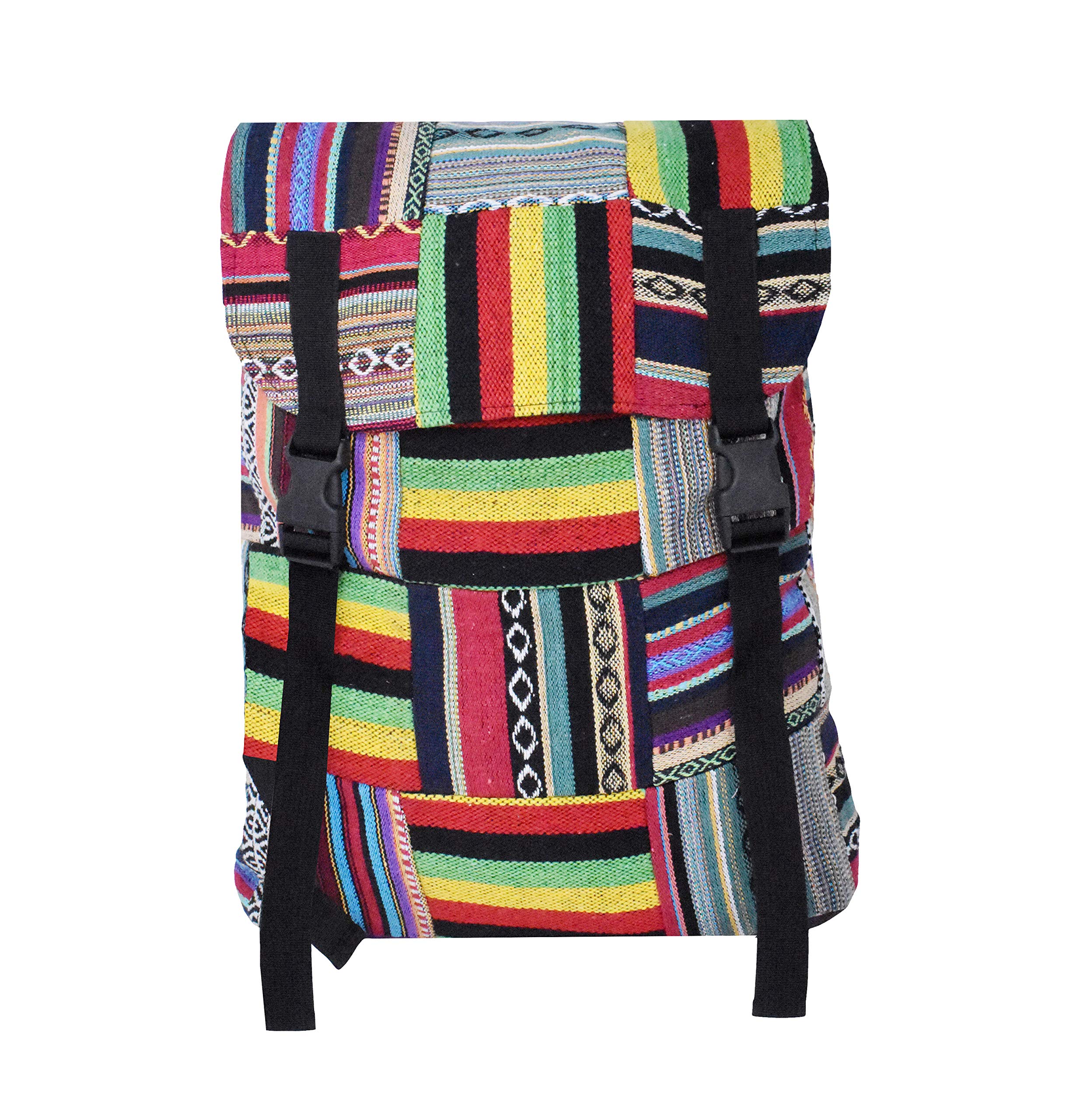 Bohemian Backpack for Women & Men - Large Boho Backpack Purse with Hippie Style, Rasta Design - Perfect for Travel, Festival, Beach & Everyday Use