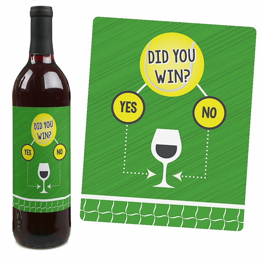 You Got Served Tennis Party Decor Set - 4 Tennis Ball Wine Bottle Label Stickers for Women & Men - Perfect for Tennis Themed Parties, Game Nights & Sports Decorations