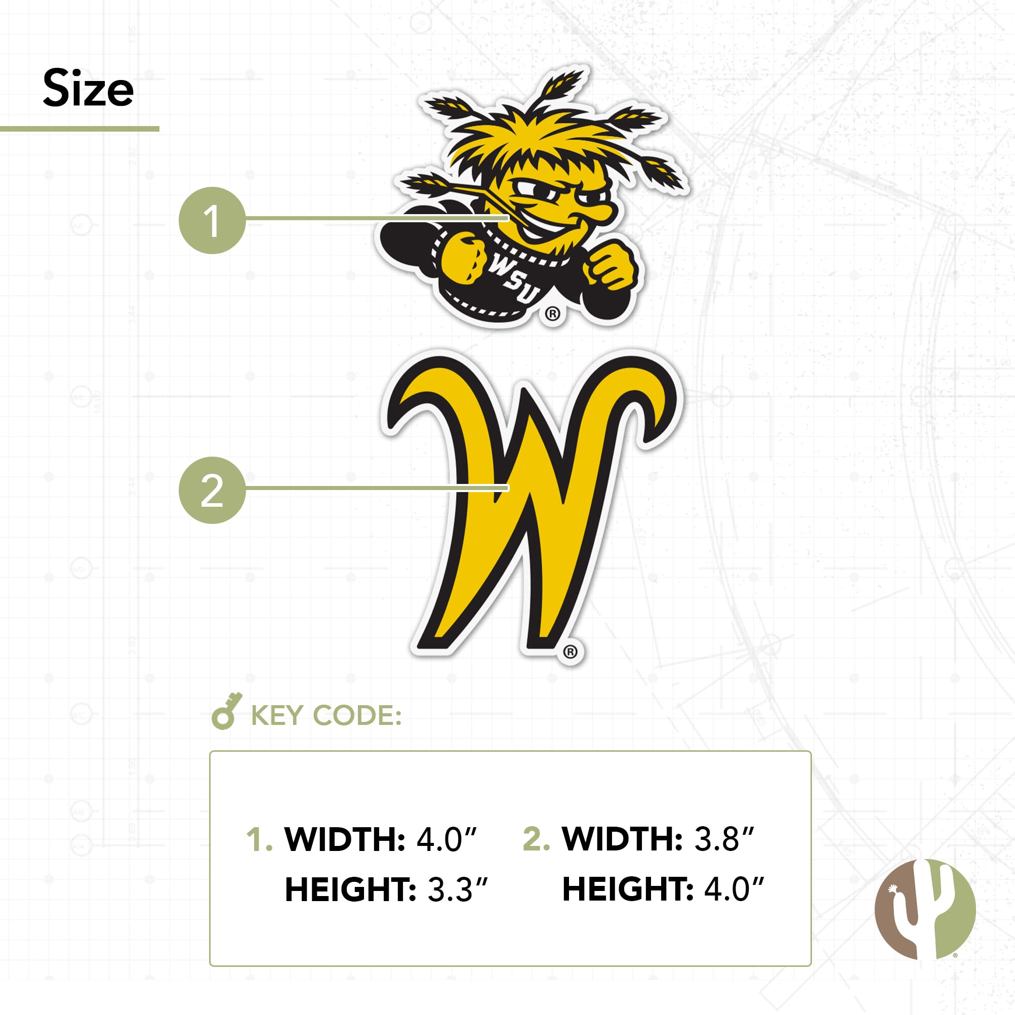 Wichita State Shockers Cactus Vinyl Decals - 4 Inch Set for Laptop, Water Bottle, Car & Scrapbooking - Durable Stickers for School Spirit, College Pride & Fan Gifts