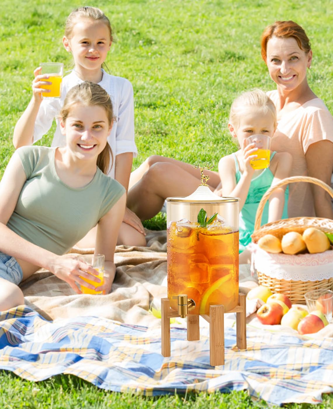 2.11 Gallon Glass Beverage Dispenser with Stainless Steel Spigot - Large Party Drink Dispenser for Lemonade, Juice, Punch & Water - Perfect for Outdoor Gatherings, BBQs, Weddings & Daily Home Use