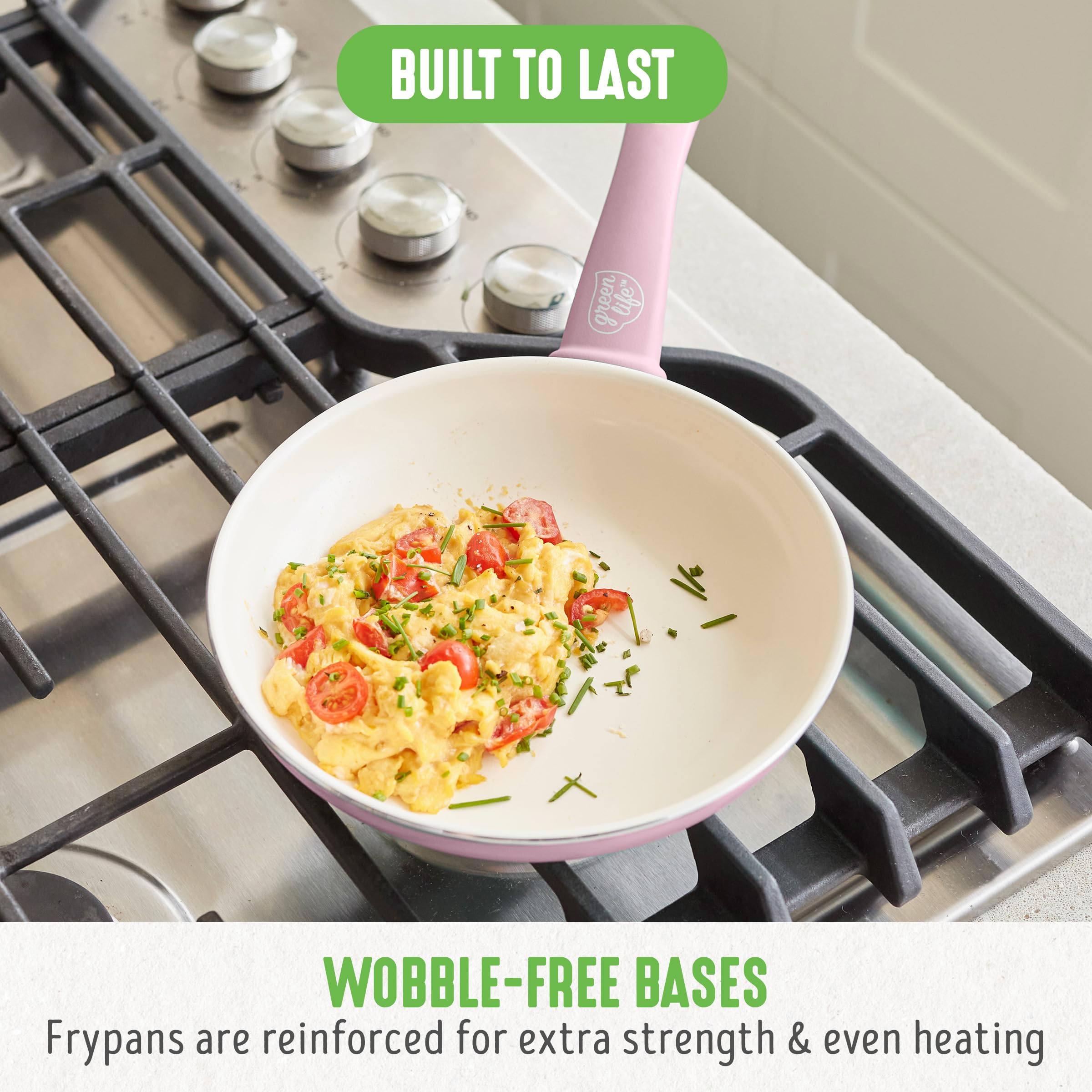 GreenLife Soft Grip 16-Piece Non-Toxic Ceramic Nonstick Cookware Set - PFAS-Free, Oven & Dishwasher Safe Pots and Pans with Glass Lids & Stay-Cool Handles - Perfect for Frying, Sauteing, and Cooking Family Meals - Ideal for Home Chefs and Everyday Kitchen Use