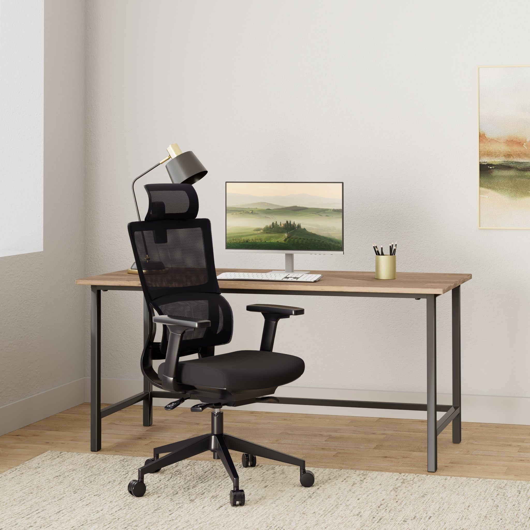 Lorell Ergonomic High Back Mesh Office Chair with Adjustable Headrest - Perfect for Home Office, Gaming & Workspace Comfort