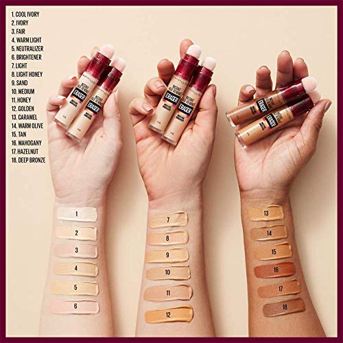 Maybelline Instant Age Rewind Eraser Dark Circles Treatment Concealer - Multi-Use Under Eye Brightener, Medium Coverage, Shade 146.5, 0.2 fl oz (Packaging May Vary) | Perfect for Dark Circle Correction & Everyday Makeup Routine