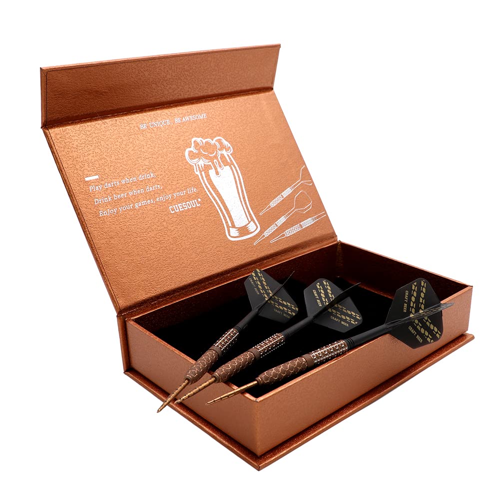 CUESOUL 90% Tungsten Steel Tip Darts Set - 21g/22g/23g Oil Paint Finish for Cocktail, COLA Beer & Draft Beer | Professional Bar, Pub & Home Dart Game Accessories