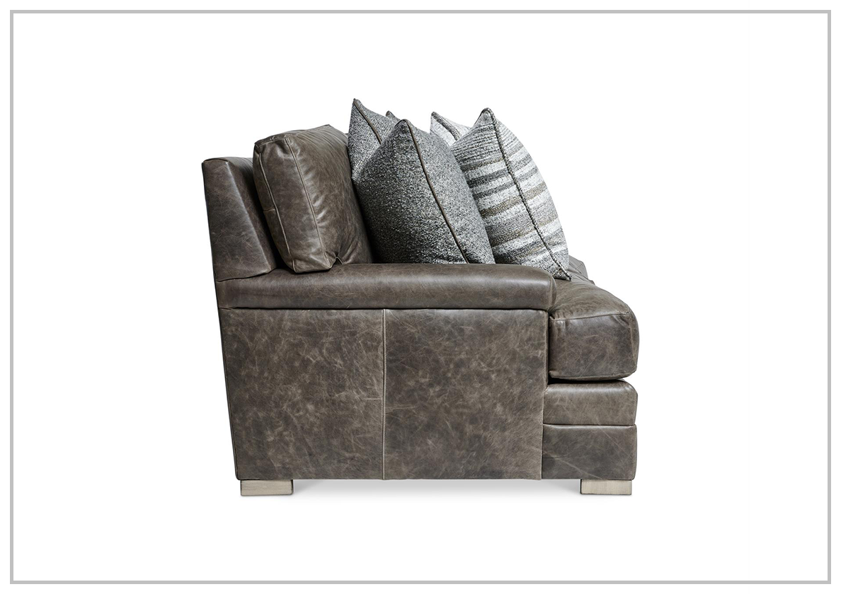 Bernhardt Burnham 3-Seater Brown Leather Sofa - Luxurious Genuine Leather Couch for Living Room, Lounge & Office - Comfortable Modern Furniture for Home Decor