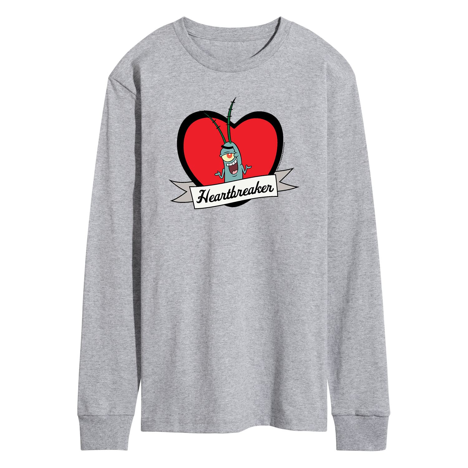 HYBRID APPAREL Spongebob Squarepants Heartbreaker Men's Long Sleeve Graphic T-Shirt - Funny Cartoon Tee for Casual Wear, Gift for Fans, Lounge & Everyday Outfits