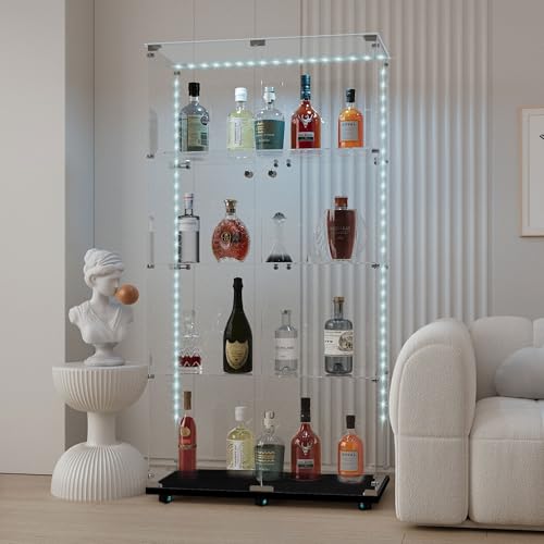 Black 2 Doors 4 Shelves With Light-5
