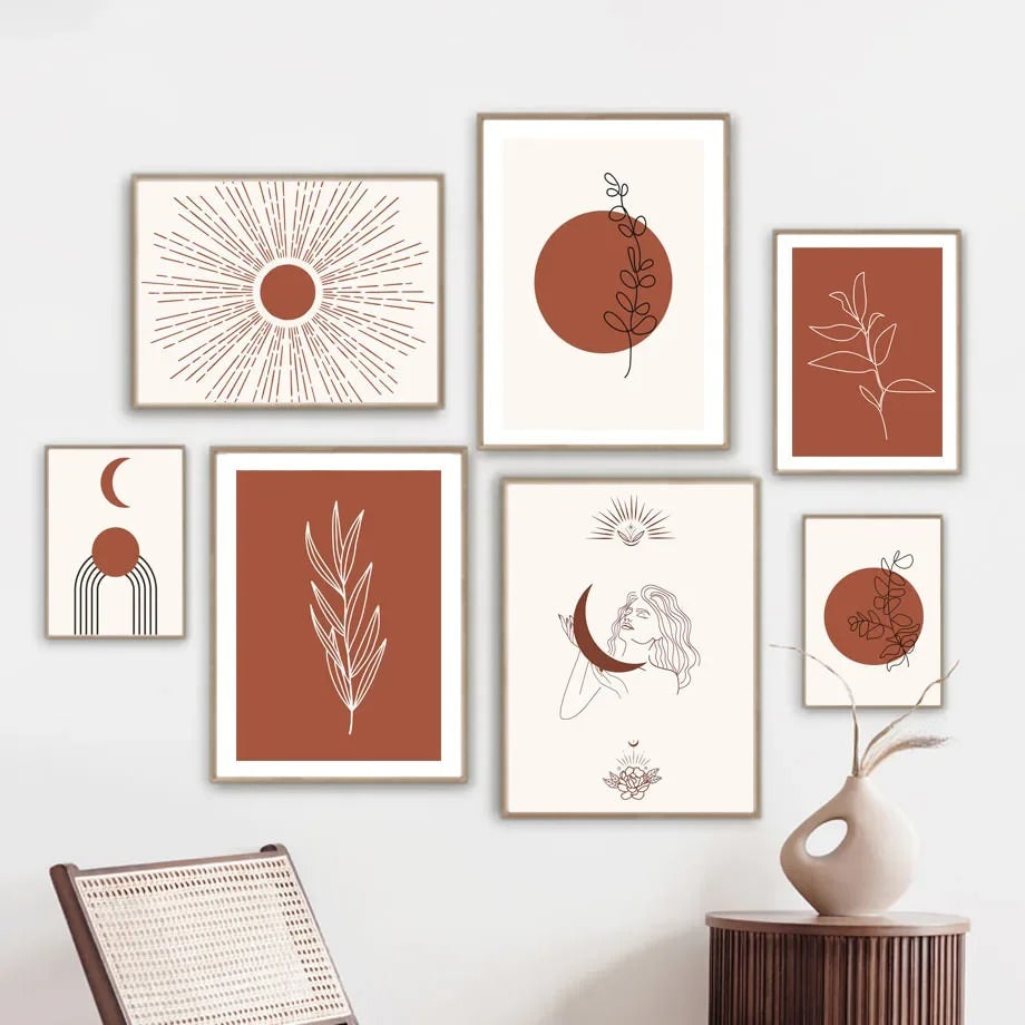 Moongirl Boho Aesthetic Canvas Posters - Wall Art Decor for Bedroom, Living Room & Office - Vintage Hippie Style Printed Artwork