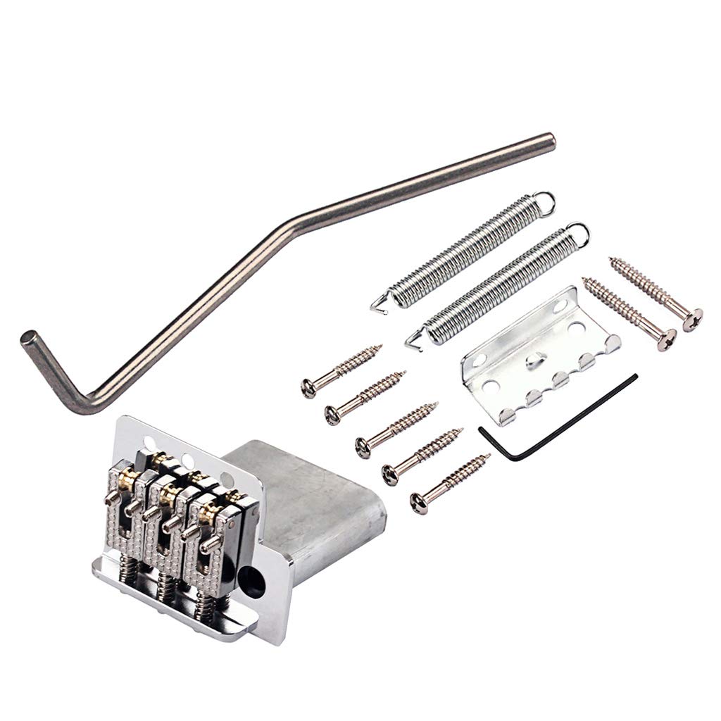 Alnicov 3-String Electric Guitar Tremolo Bridge - Chrome Replacement Part for Guitar Repair & Maintenance | Perfect for Rock, Blues & Metal Performances