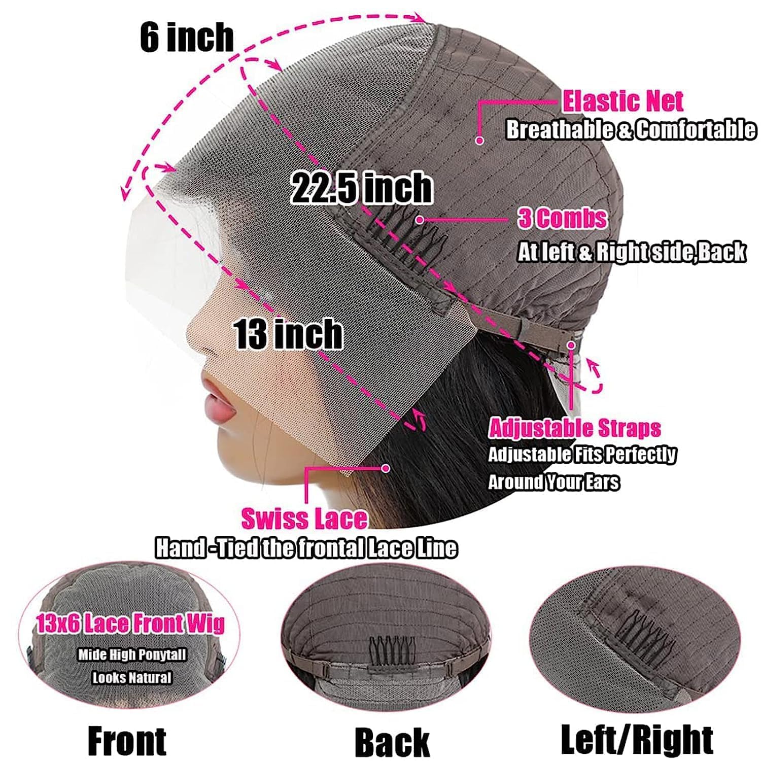 30 Inch 13x6 HD Lace Front Human Hair Wigs - Pre Plucked Straight Glueless Wig 200% Density for Women | Natural Look for Daily Wear, Parties & Special Occasions