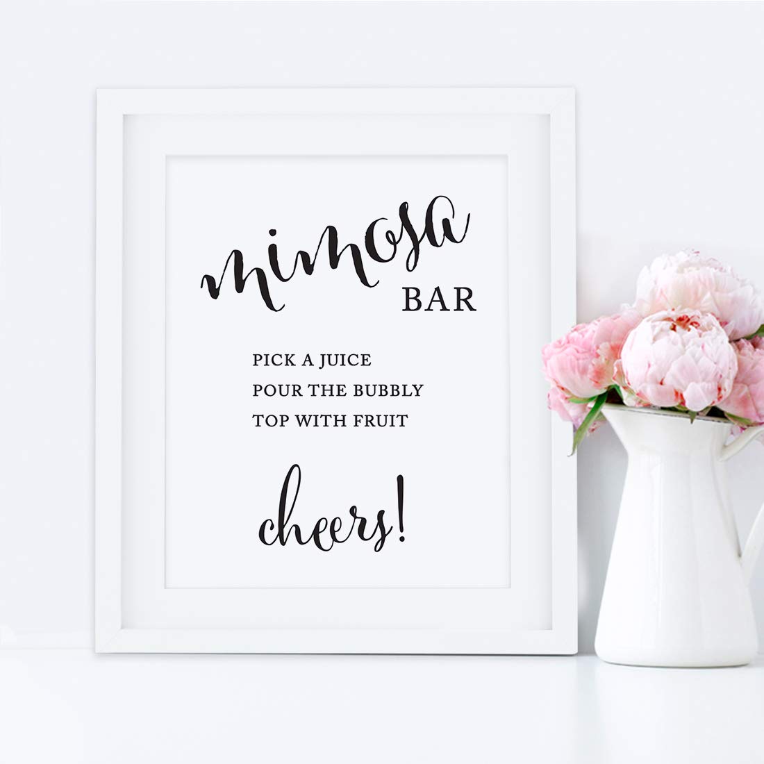 Customizable Andaz Press Wedding Party Signs - Elegant Black & White 8.5x11 Inch Mimosa Bar Sign - Build Your Own Drink Station with Juice, Champagne & Fruit Toppings - Perfect for Bridal Showers, Receptions & Dessert Tables (1-Pack)
