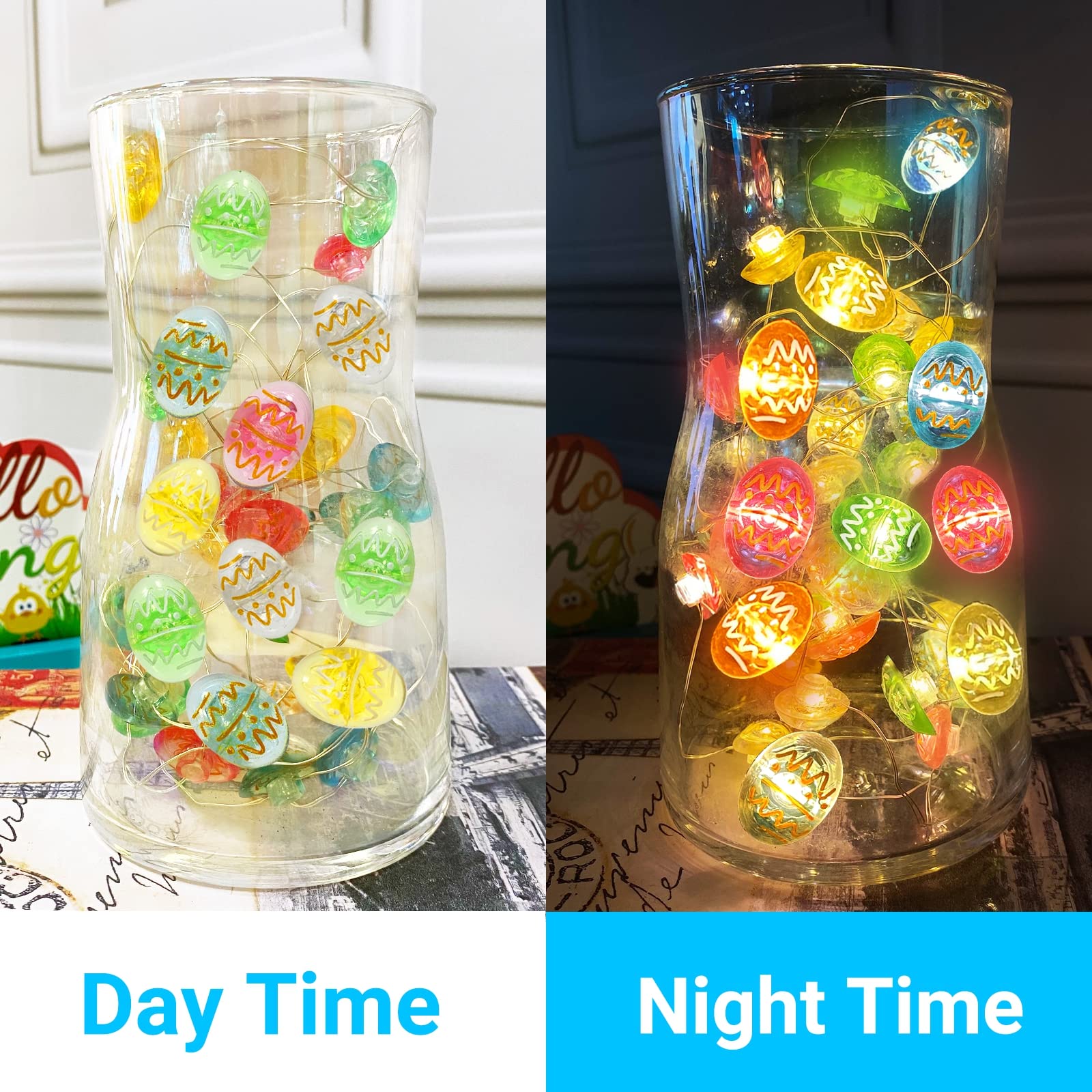 30 LED Easter String Lights - 10 Ft Battery Operated Copper Wire Fairy Lights for Easter Egg Decorations | Indoor Outdoor Home, Window, Tree & Party Decor | Perfect for Easter Hunts, Spring Celebrations & Festive Lighting