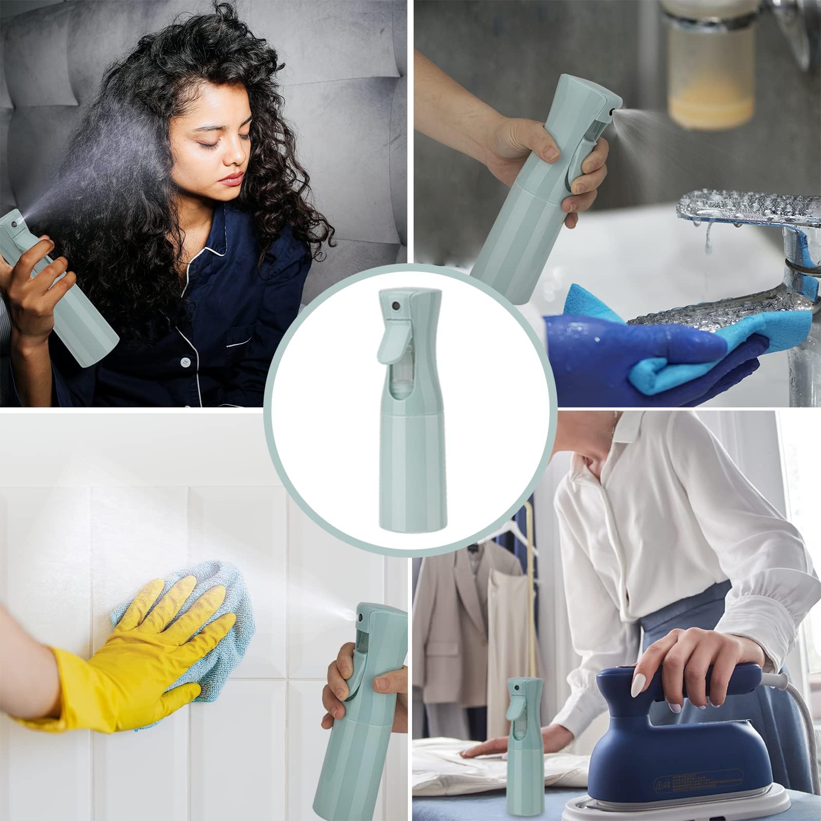 Zuhose Continuous Hair Mister - 6.8OZ/200ML Fine Mist Spray Bottle for Salon, Barber, Hair Care, Plants, Skin Care & Cleaning (Blue, 1 Pack) - Perfect for Styling, Hydrating & Household Use